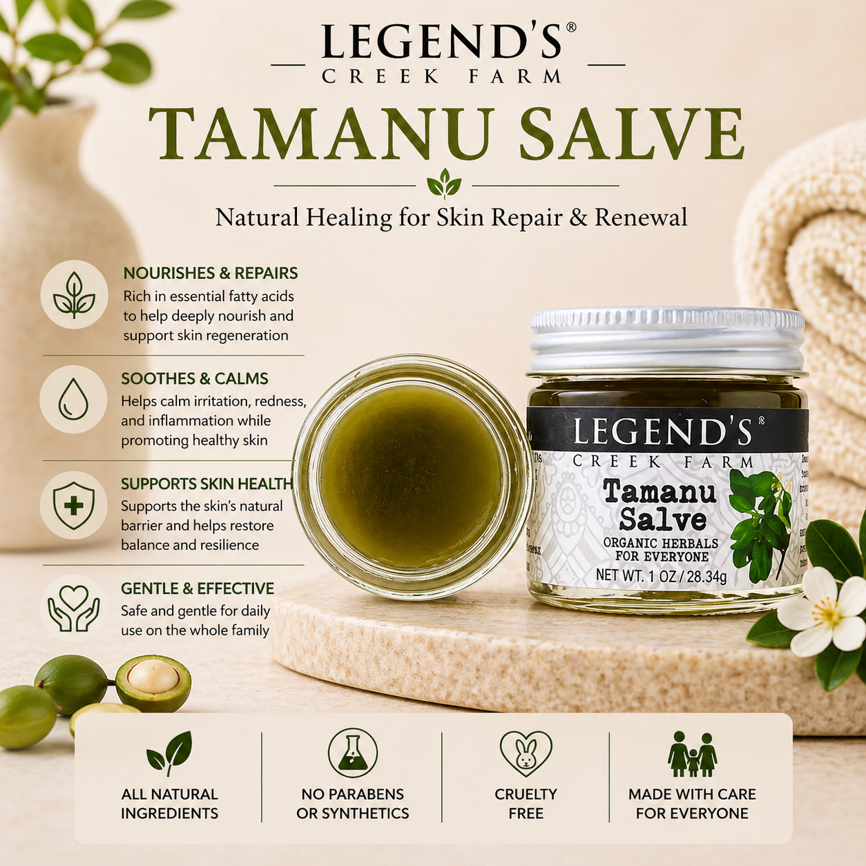 Tamanu & Hemp Herbal Salve – Legend's Creek Farm