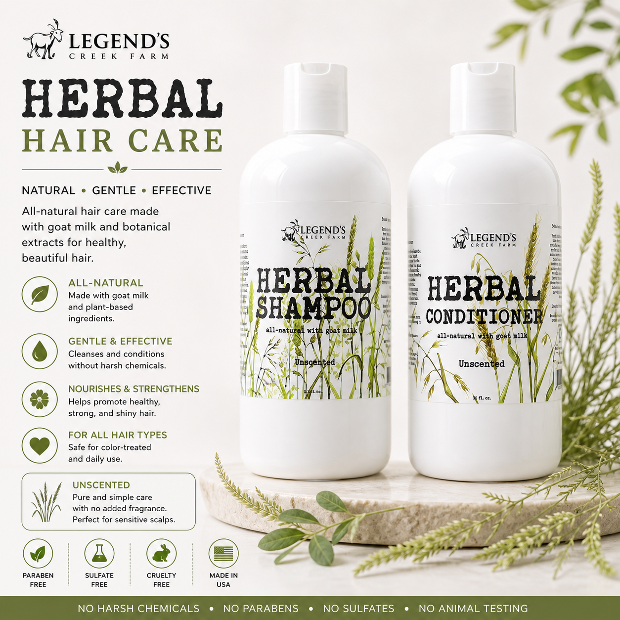 Goat Milk Shampoo & Conditioner Bundle – Legend's Creek Farm